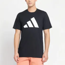 Adidas Black Regular Fit Logo Printed Sports T-Shirt image 1