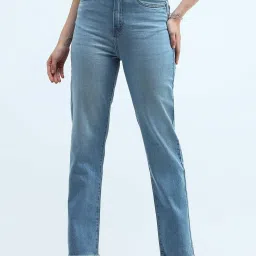 U.S. Polo Assn. Blue Cotton Straight Fit High Rise Jeans image 1