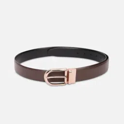 Louis Philippe Brown Leather Solid Reversible Belt-image-72