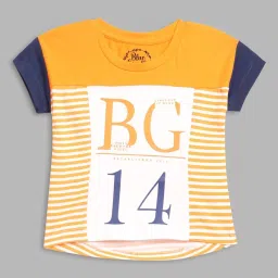 Blue Giraffe Girls Multi Cotton Striped T-Shirt image 1