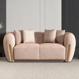 Durian Modern Ashen Fabric 2 Seater Sofas with 4 Throws Cushions image 1