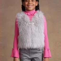 One Friday Kids Grey Textured Regular Fit Shrug image 1