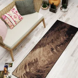 Bianca Khaki & Brown Microfibre Non-Slip Rug image 1