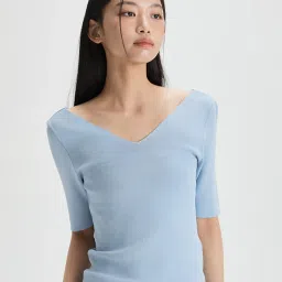 MIXXO Light Blue Essential Regular Fit Two Way Pullover image 1