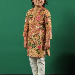 READIPRINT FASHIONS Kids Brown & White Printed Full Sleeves Kurta with Pyjamas image 4