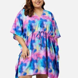 Secrets By ZeroKaata Blue Printed Kaftan image 1