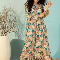 The Kaftan Company Beige Printed Nighty image 1