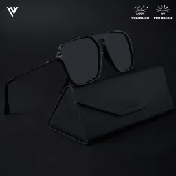 Voyage Black Wayfarer Polarised and UV Protected Lens Unisex Sunglasses image 1