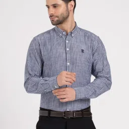 Red Tape Navy Striped Relaxed Fit Shirt image 1