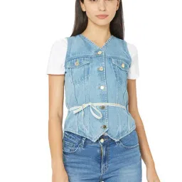Spykar Blue Sleeveless Denim Jacket-picture-30