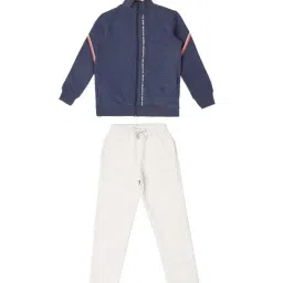 Sweet Dreams Kids Navy & White Regular Fit Full Sleeves Jacket With Pants-image-41