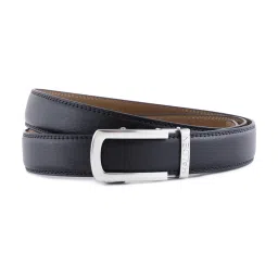 Halden Black Falcon Formal Belt With Classic Silver Matt Buckle image 1