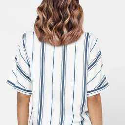 Vero Moda White & Blue Striped Shirt image 2