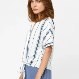 Vero Moda White & Blue Striped Shirt image 3