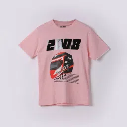 Fame Forever by Lifestyle Boys Pink Cotton Placement Print T Shirt image 1