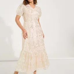 Styli Peach Self Pattern Maxi Dress image 1