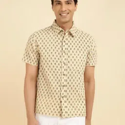 Fabindia Beige Straight Fit Floral Print Shirt-picture-46