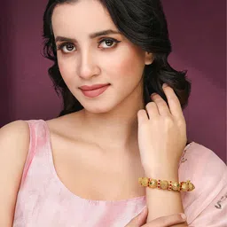 Peora Gold-Plated Stone-Studded Kada Bangle image 1