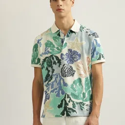 Gant Cream Cotton Regular fit Abstract Polo T-Shirts image 1