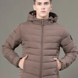 Red Tape Brown Regular Fit Quilted Hooded Jacket image 1