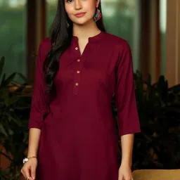 Libas Maroon A Line Short Kurti image 1