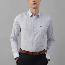 Allen Solly Grey Slim Fit Checks Shirt-picture-27