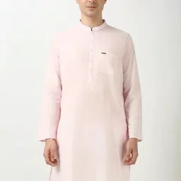 Peter England Pink Cotton Slim Fit Texture Kurta image 1