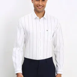Allen Solly White Cotton Slim Fit Striped Shirt image 1