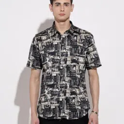 SHOWOFFFF Black Cotton Regular Fit Printed Shirt-picture-26
