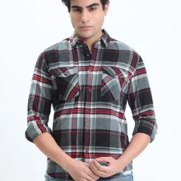 SHOWOFFFF Black Cotton Regular Fit Checks Shirt-image-71