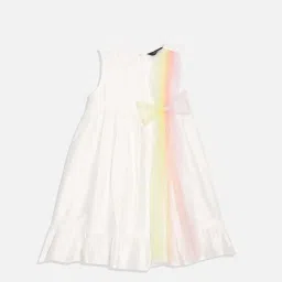 Allen Solly Girls White Cotton Self Dress image 1