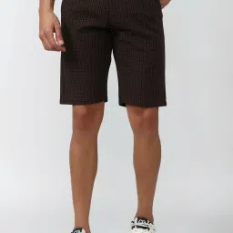 Peter England Brown Regular Fit Checks Shorts image 1