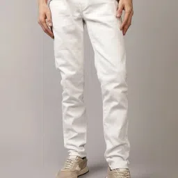 American Eagle White Cotton Regular Fit Jeans image 1