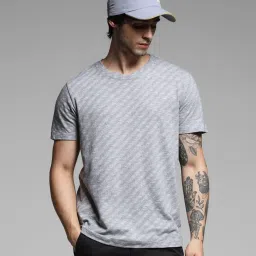 Jack & Jones Grey Cotton Regular fit Jacquard T-Shirts image 1