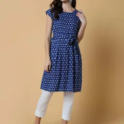 showoffff SHOWOFF Blue Printed A Line Kurta image 1
