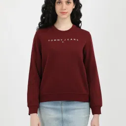 TOMMY HILFIGER Maroon Cotton Graphic Print Sweatshirt image 1