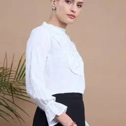 Style Quotient Women White With Full Sleeves Bib Top image 3