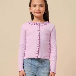 U.S. Polo Assn. Girls Pink Cotton Textured Top-image-98