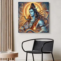 999Store Multicolor Canvas Wrapped Painting Of Lord Shiva In Meditation image 1