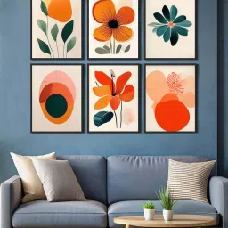 999Store Multicolor Canvas Bold And Beautiful Floral Painting - Set of 6 image 1