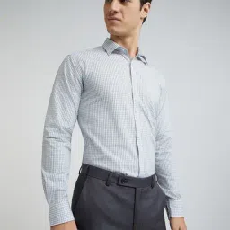 Park Avenue Blue Slim Fit Checks Shirt image 4