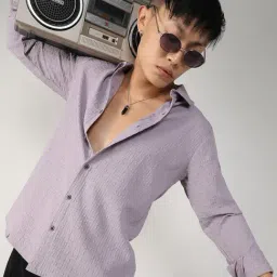 Campus Sutra Purple Regular Fit Self Pattern Shirt-picture-20