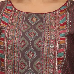 Mamicha Women Floral Embroidered Regular Pure Cotton Kurta with Palazzos & With Dupatta image 5