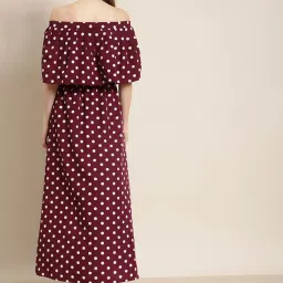Qurvii Burgundy Polka Dot Maxi Dress image 2