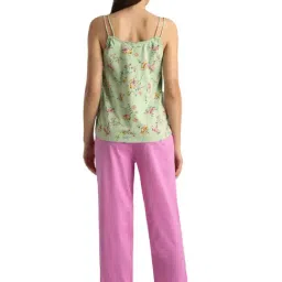 Van Heusen Green & Pink Cotton Floral Print Top Pyjama Set image 2