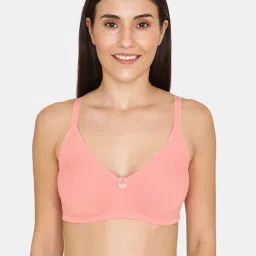 Rosaline by Zivame Salmon Rose Non Wired Non Padded Seamless Bra image 1