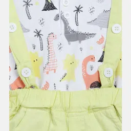 lil tomatoes Li'l Tomatoes Kids White & Yellow Printed T-Shirt with Dungaree image 5