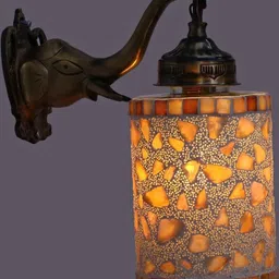 SOMIL Multicoloured Printed Glass Cylinder Shaped Wall Lamp image 3