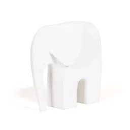 Home4U White Fiber-Glass 15 cm Eloise Elephant Decorative Showpiece - Set of 1 image 2