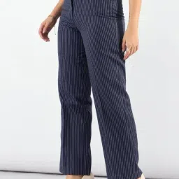 Powersutra Navy Striped Regular fit Trouser image 4